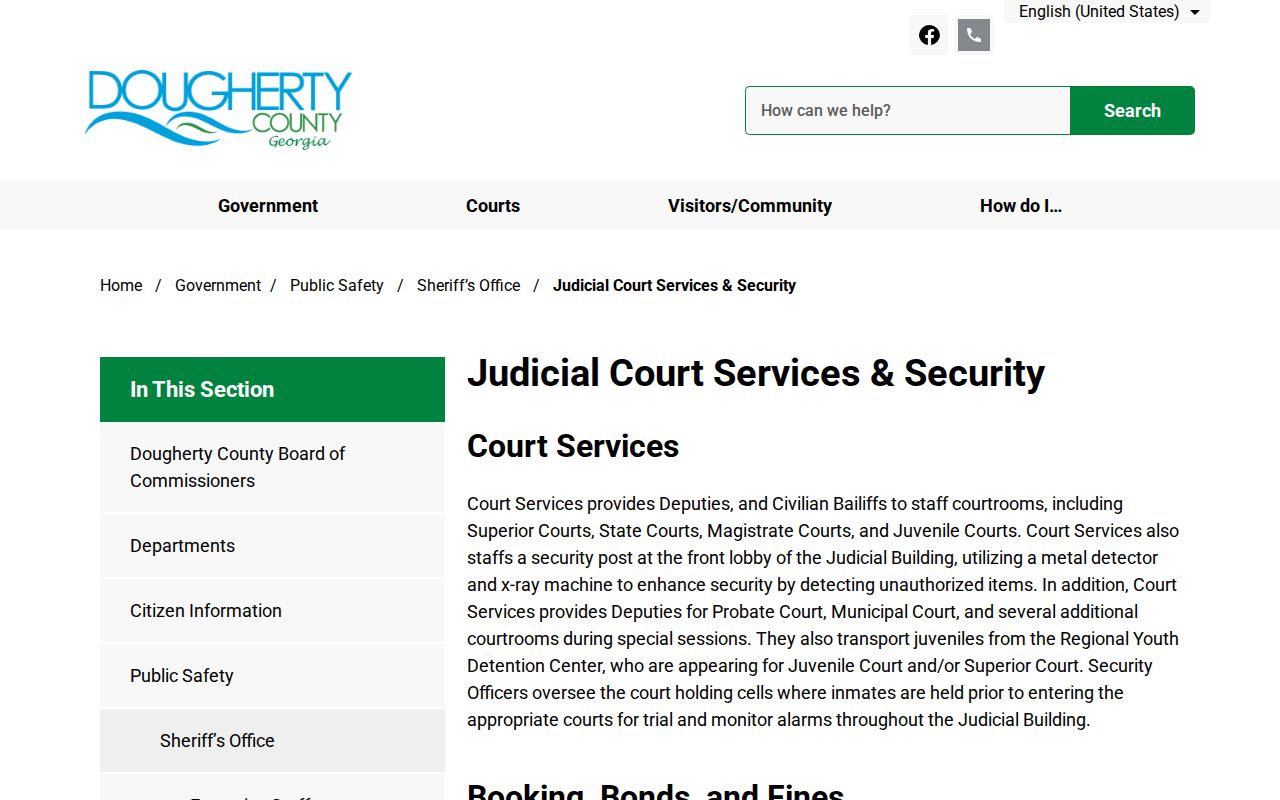 Dougherty County courthouse screening and judicial services information