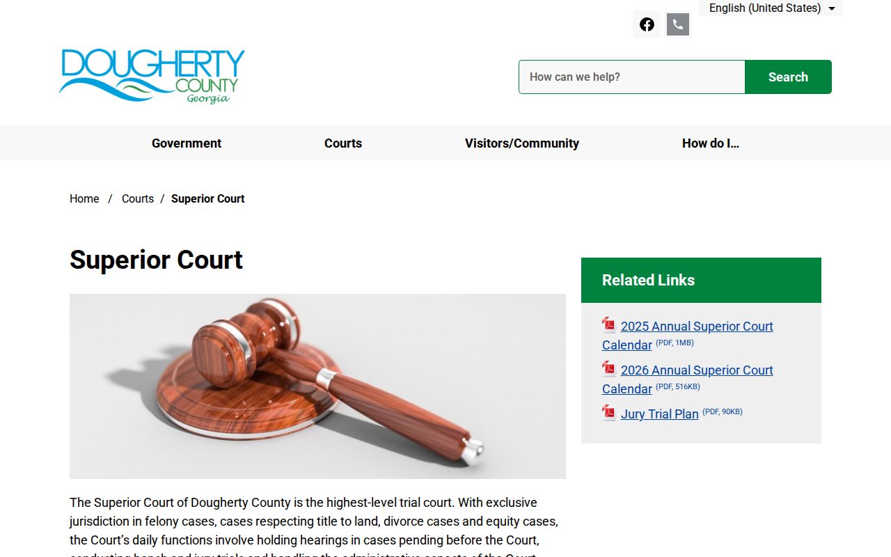 Dougherty County Superior Court felony jurisdiction page