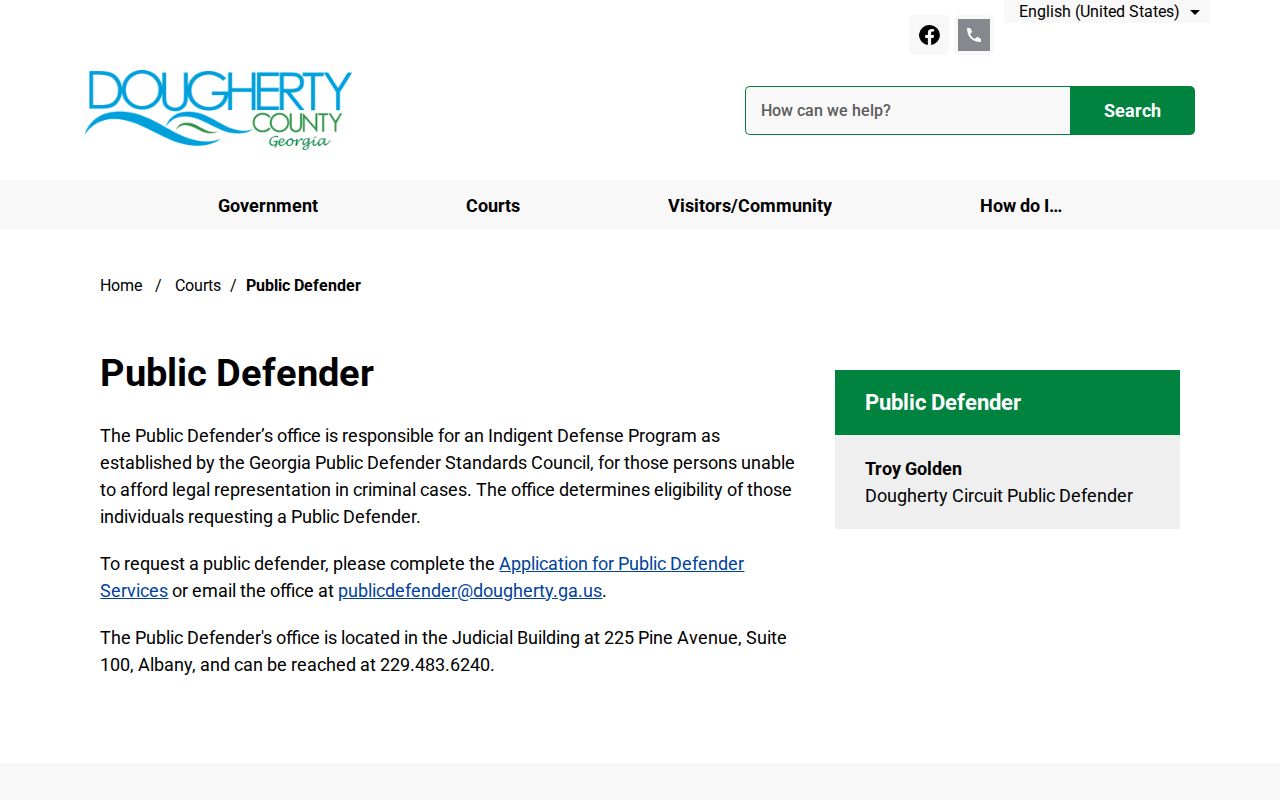 Dougherty Circuit Public Defender contact and application route