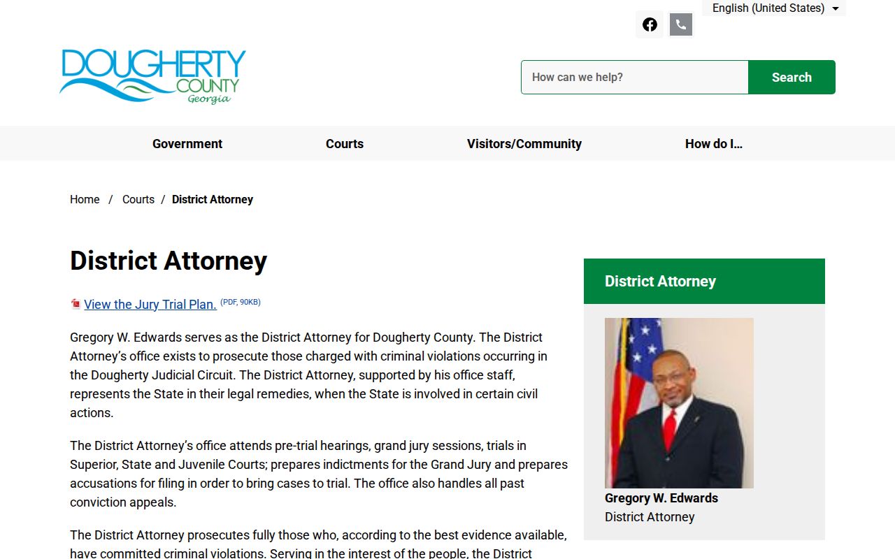 Dougherty Judicial Circuit District Attorney duties and contact