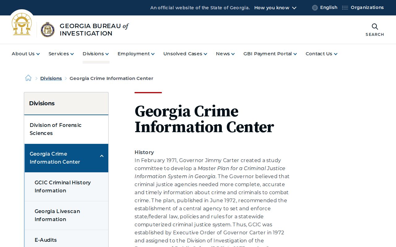 Georgia Crime Information Center repository programs and reporting