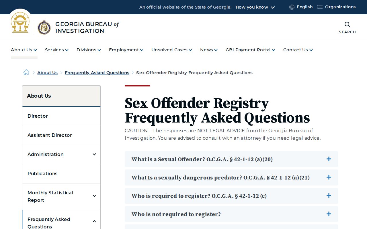 GBI guidance on Dougherty County registry updates and classifications