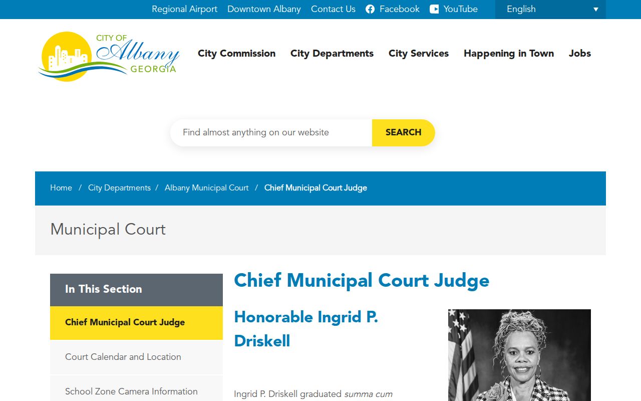 Albany Chief Municipal Court Judge profile for city court records