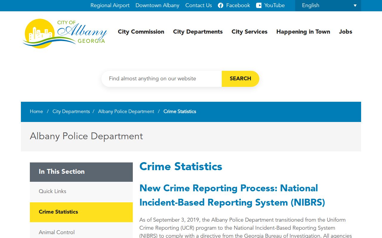 Albany Police NIBRS crime statistics used with city criminal records
