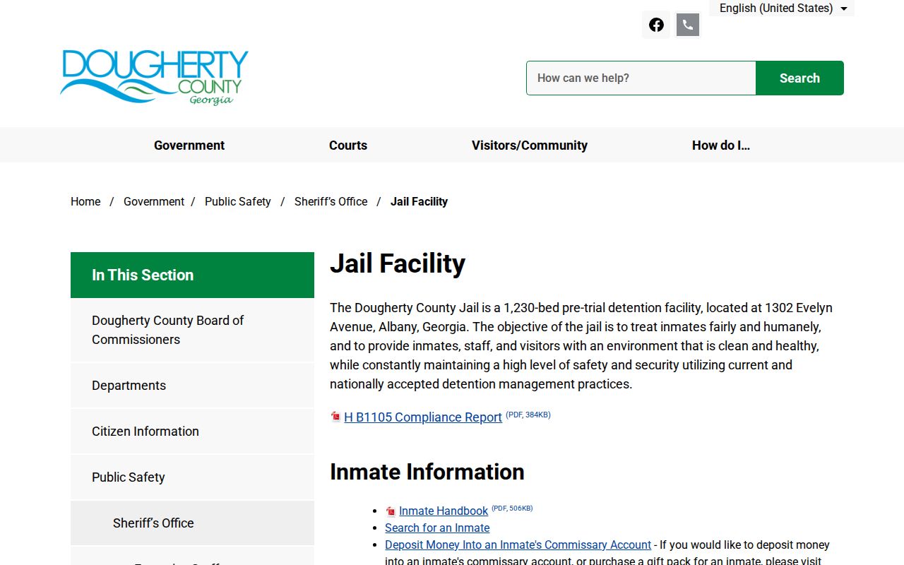 Dougherty County Jail criminal booking record information