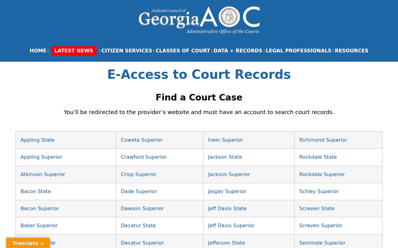 Dougherty County criminal court record E-Access directory
